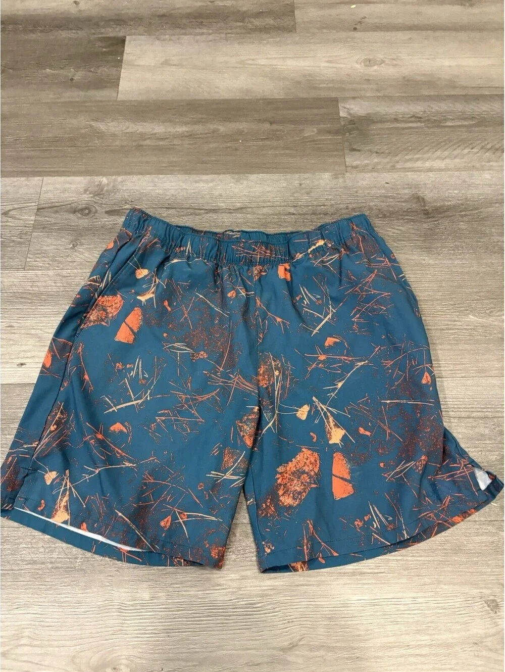 The North Face Shorts Mens Run Swim Drawstring Blue Orange Medium
